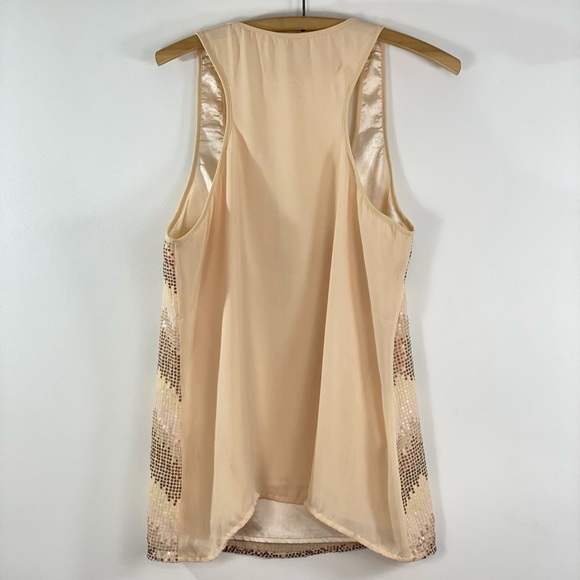 Fossil Medium Sequin Tank Rose Gold Copper Blush Champagne Ombre Chevron Cami - Picture 4 of 14